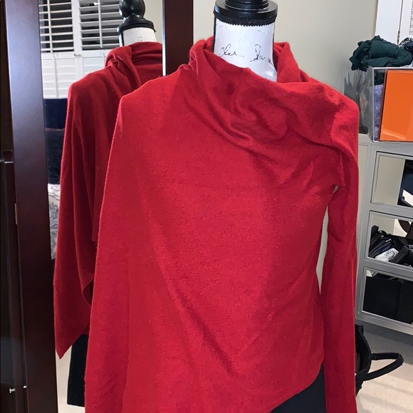 DKNY Donna Karen 100% Cashmere wrap vibrant red - Picture 3 of 9